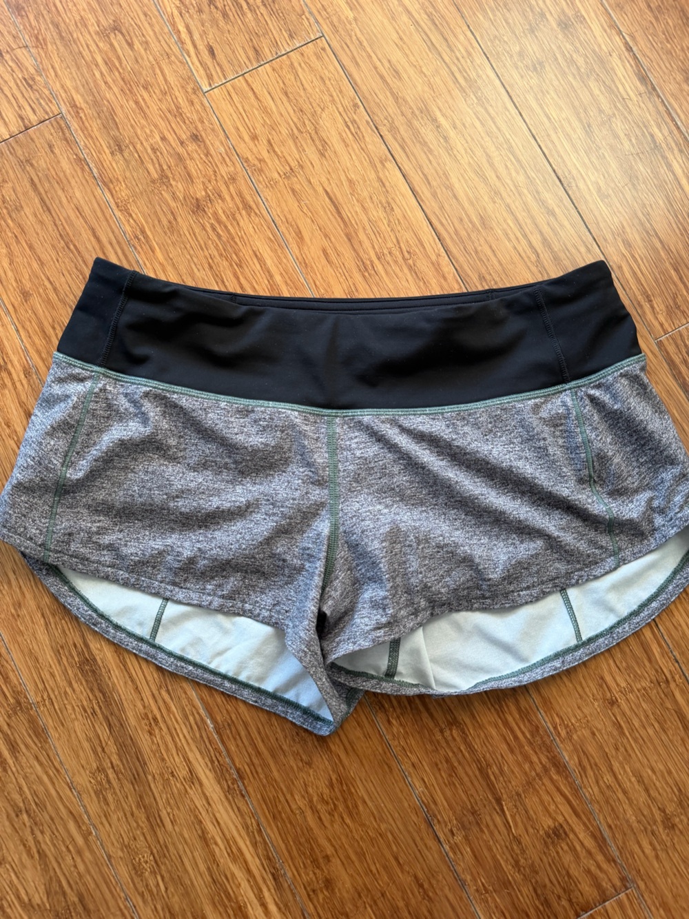 Lululemon Gray and Black running shorts with Wide Waistband